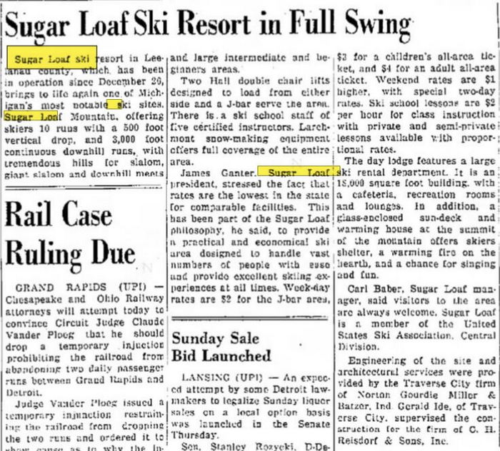 Sugar Loaf Resort - Jan 1965 Article